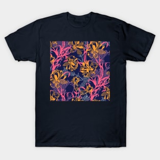 Yellow and Navy Tropical Carnation T-Shirt